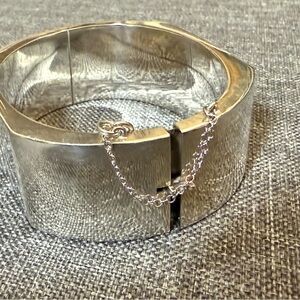 Sterling Silver Cuff Bracelet with Chain Detail